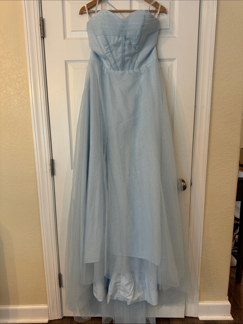 Light Blue Tulle Evening Gown